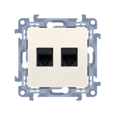 SIMON 10 Gniazdo komputerowe RJ45 kategoria 5e + telefoniczne RJ11 kremowy