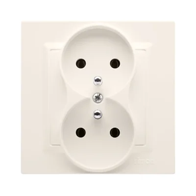 SIMON 10 Gniazdo wtyczkowe podwójne z uziemieniem MONOBLOCK (moduł) 16A 230V kompletne kremowe