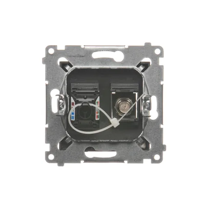 SIMON 54 Gniazdo antenowe typu "F" + RJ45 kategorii 6 (moduł) antracyt