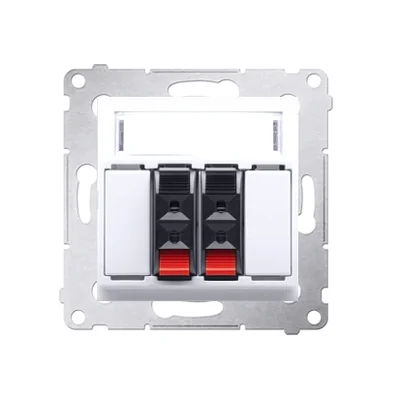 SIMON 54 Gniazdo głośnikowe 2-krotne z polem opisowym biały