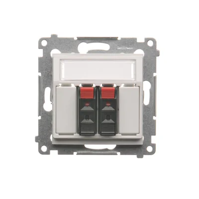 SIMON 54 Gniazdo głośnikowe 2-krotne z polem opisowym biały