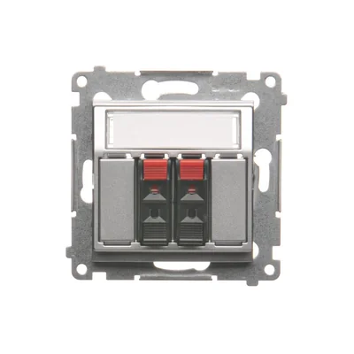 SIMON 54 Gniazdo głośnikowe 2-krotne z polem opisowym srebrny mat metalizowany