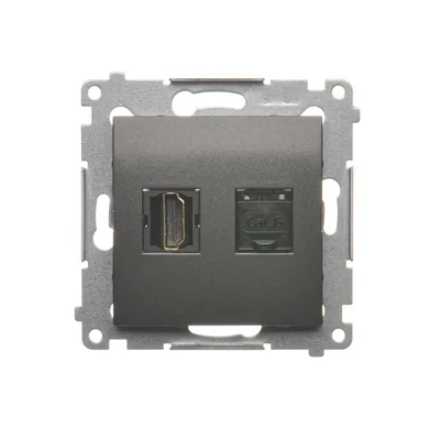 SIMON 54 Gniazdo HDMI + RJ45 kategoria 6 (moduł) antracyt
