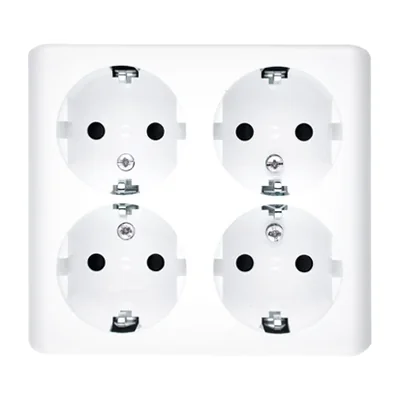 SIMON 54 Gniazdo poczwórne natynkowe z uziemienem schuko z przesłonami wersja skandynawska 16A 230V zaciski śrubowe białe