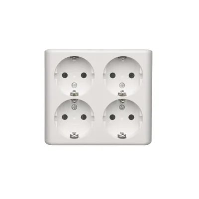 SIMON 54 Gniazdo poczwórne natynkowe z uziemienem schuko z przesłonami wersja skandynawska 16A 230V zaciski śrubowe białe
