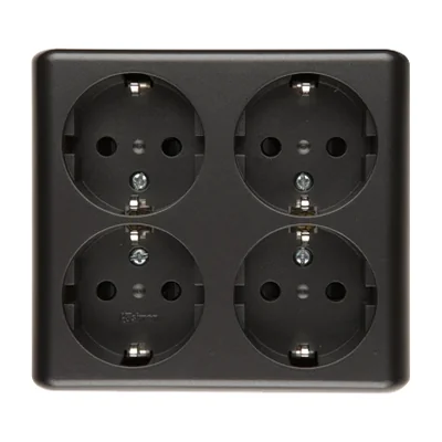 SIMON 54 Gniazdo poczwórne natynkowe z uziemieniem schuko z przesłonami wersja skandynawska 16A 230V szybkozłącza antracyt