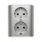 SIMON 54 Gniazdo podwójne podtynkowe z uziemieniem schuko z przesłonami wersja skandynawska 16A 230V szybkozłącza srebrny mat