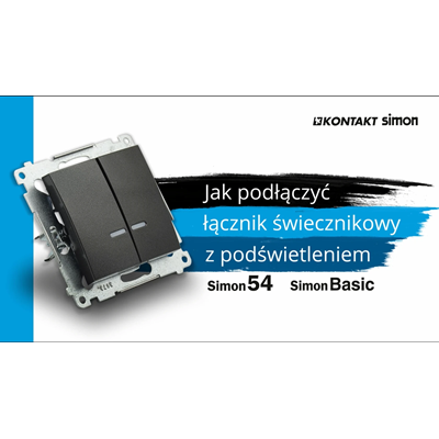 SIMON 54 Łącznik świecznikowy z podświetleniem LED do wersji IP44 (moduł) 10AX 250V szybkozłącza złoty mat metalizowany
