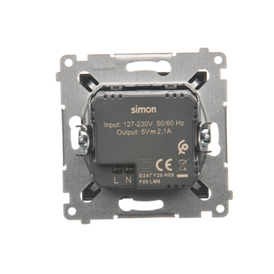 SIMON 54 Ładowarka 2xUSB (moduł) 2,1A 5V DC 230V brąz mat