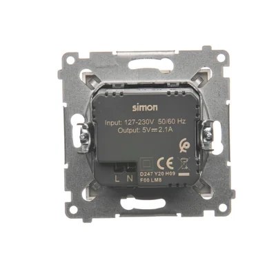 SIMON 54 Ładowarka 2xUSB (moduł) 2,1A 5V DC 230V złoty mat