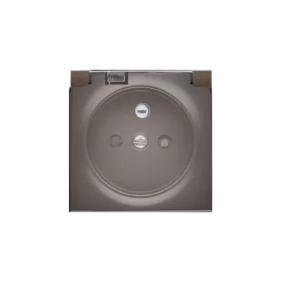 SIMON 54 Pokrywa gniazda do wersji IP44 z przesłonami brąz mat z klapką transparentną