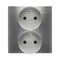 SIMON 54 PREMIUM Gniazdo wtyczkowe z uziemieniem podwójne z funkcją niezmienności faz z przesłonami 16A 230V kompletne srebrny mat