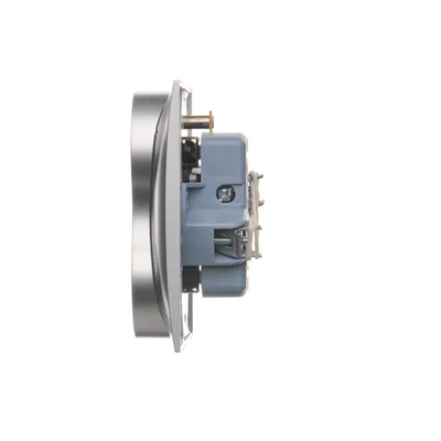 SIMON 54 PREMIUM Gniazdo wtyczkowe z uziemieniem podwójne z funkcją niezmienności faz z przesłonami 16A 230V kompletne srebrny mat