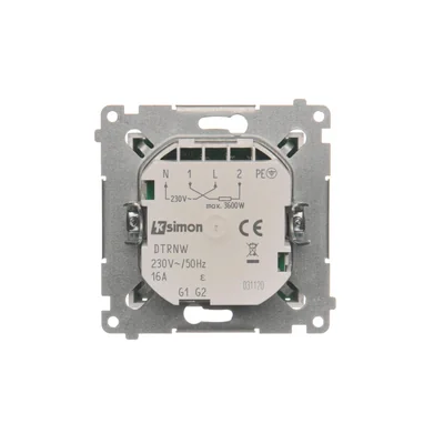 SIMON 54 Regulator temperatury z wyświetlaczem wewnętrzny czujnik temperatury (moduł) 16A 230V srebrny mat