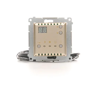 SIMON 54 Regulator temperatury z wyświetlaczem z czujnikiem zewnętrzym (sonda) srebrny mat, metalizowany