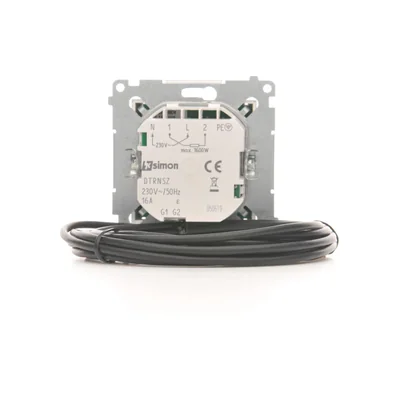 SIMON 54 Regulator temperatury z wyświetlaczem z czujnikiem zewnętrzym (sonda) srebrny mat, metalizowany