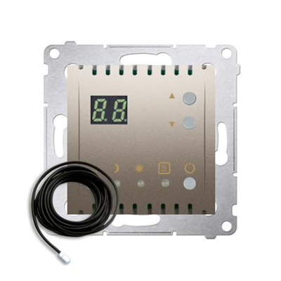 SIMON 54 Regulator temperatury z wyświetlaczem z czujnikiem zewnętrzym (sonda) srebrny mat, metalizowany