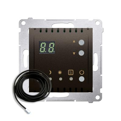 SIMON 54 Regulator temperatury z wyświetlaczem zewnętrzny czujnik temperatury (moduł) 16A 230V brąz mat