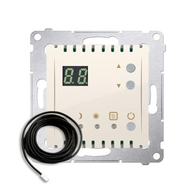 SIMON 54 Regulator temperatury z wyświetlaczem zewnętrzny czujnik temperatury (moduł) 16A 230V kremowy