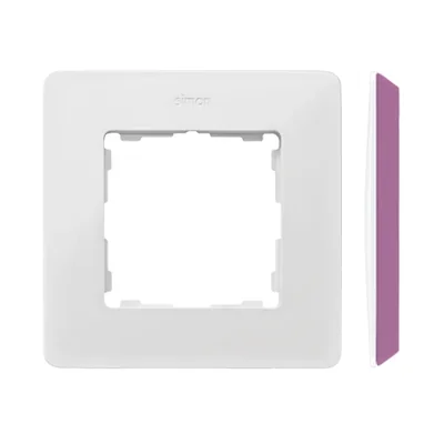 SIMON 82 DETAIL ORIGINAL-color Ramka 1-krotna biała z podstawą różową