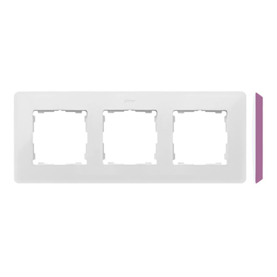 SIMON 82 DETAIL ORIGINAL-color Ramka 3-krotna biała z podstawą różową