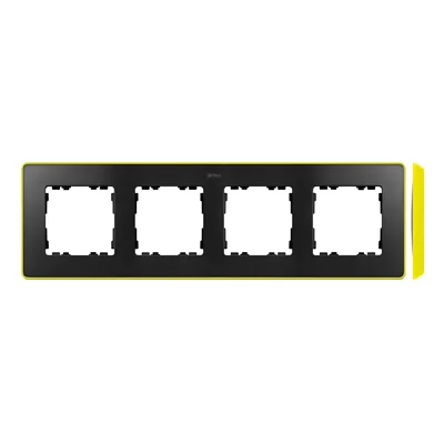 SIMON 82 DETAIL SELECT-fluorescent Ramka 4-krotna grafit z podstawą żółtą