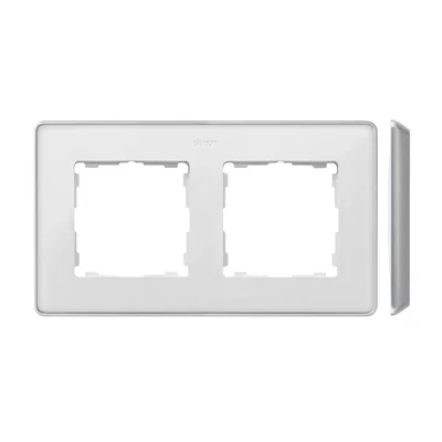 SIMON 82 DETAIL SELECT-metal Ramka 2-krotna biała z podstawą aluminium