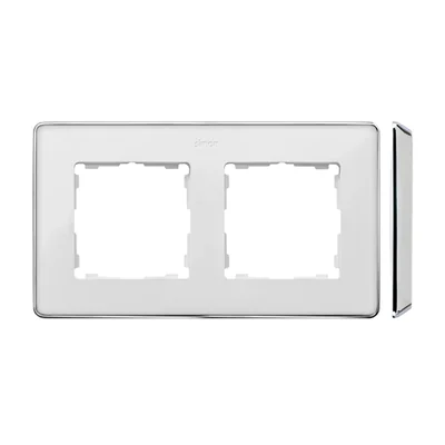SIMON 82 DETAIL SELECT-metal Ramka 2-krotna biała z podstawą chrom