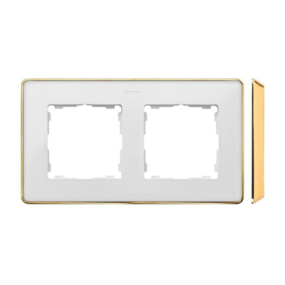 SIMON 82 DETAIL SELECT-metal Ramka 2-krotna biała z podstawą złotą