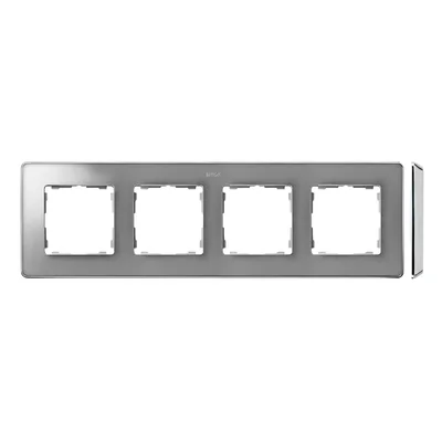 SIMON 82 DETAIL SELECT-metal Ramka 4-krotna aluminium z podstawą chrom