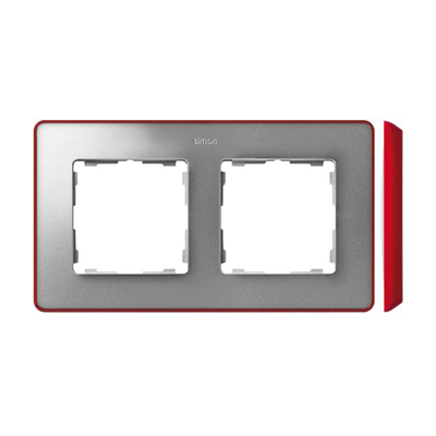 SIMON 82 DETAIL SELECT-metalik kolor Ramka 2-krotna aluminium z podstawą czerwoną