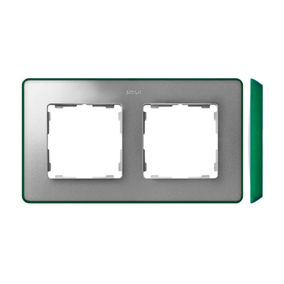 SIMON 82 DETAIL SELECT-metalik kolor Ramka 2-krotna aluminium z podstawą zieloną