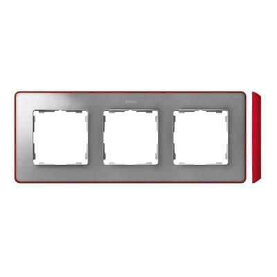 SIMON 82 DETAIL SELECT-metalik kolor Ramka 3-krotna aluminium z podstawą czerwoną
