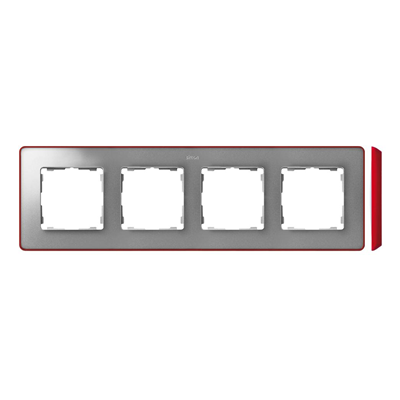SIMON 82 DETAIL SELECT-metalik kolor Ramka 4-krotna aluminium z podstawą czerwoną