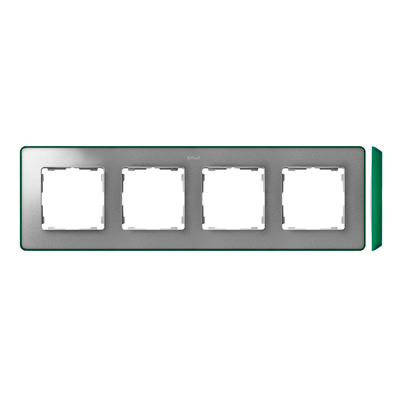 SIMON 82 DETAIL SELECT-metalik kolor Ramka 4-krotna aluminium z podstawą zieloną