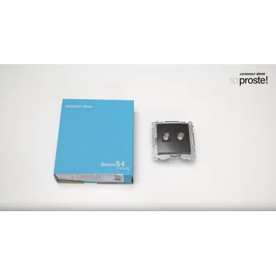 SIMON BASIC Gniazdo antenowe typu „F” + komputerowe RJ45 kategoria 6 satynowy metalizowany