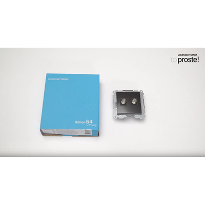 SIMON BASIC Gniazdo antenowe typu „F” + komputerowe RJ45 kategoria 6 srebrny mat metalizowany