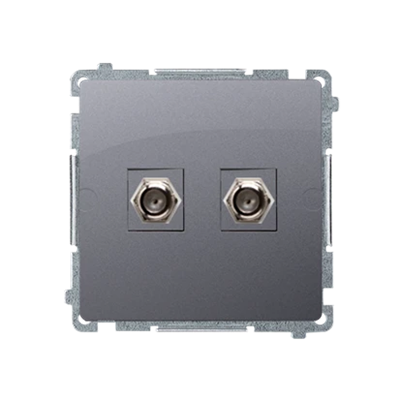 SIMON BASIC Gniazdo antenowe typu "F" podwójne (moduł) stal inox
