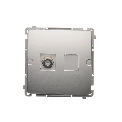 SIMON BASIC Gniazdo antenowe typu "F" pojedyncze (moduł) srebrny mat