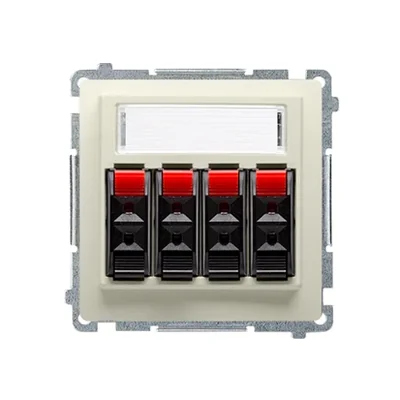 SIMON BASIC Gniazdo głośnikowe 4-krotne z polem opisowym beżowy