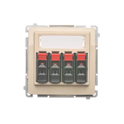 SIMON BASIC Gniazdo głośnikowe 4-krotne z polem opisowym beżowy