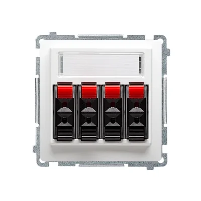 SIMON BASIC Gniazdo głośnikowe 4-krotne z polem opisowym biały