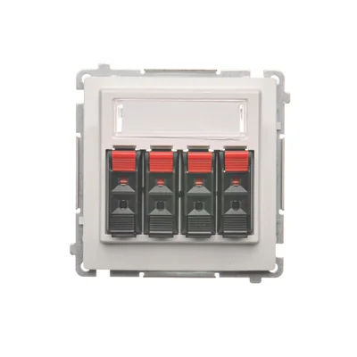 SIMON BASIC Gniazdo głośnikowe 4-krotne z polem opisowym biały