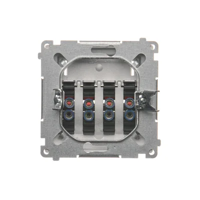 SIMON BASIC Gniazdo głośnikowe 4-krotne z polem opisowym (moduł) srebrny mat