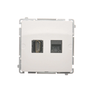 SIMON BASIC Gniazdo HDMI + RJ45 kategorii 6 (moduł) białe