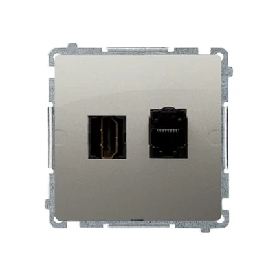 SIMON BASIC Gniazdo HDMI + RJ45 kategorii 6 (moduł) satynowe