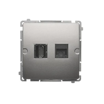 SIMON BASIC Gniazdo HDMI + RJ45 kategorii 6 (moduł) satynowe