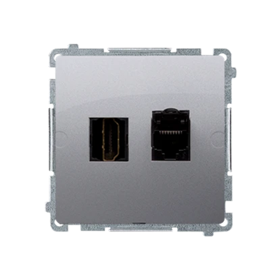 SIMON BASIC Gniazdo HDMI + RJ45 kategorii 6 (moduł) srebrny mat