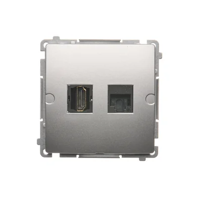 SIMON BASIC Gniazdo HDMI + RJ45 kategorii 6 (moduł) srebrny mat