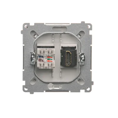 SIMON BASIC Gniazdo HDMI + RJ45 kategorii 6 (moduł) srebrny mat